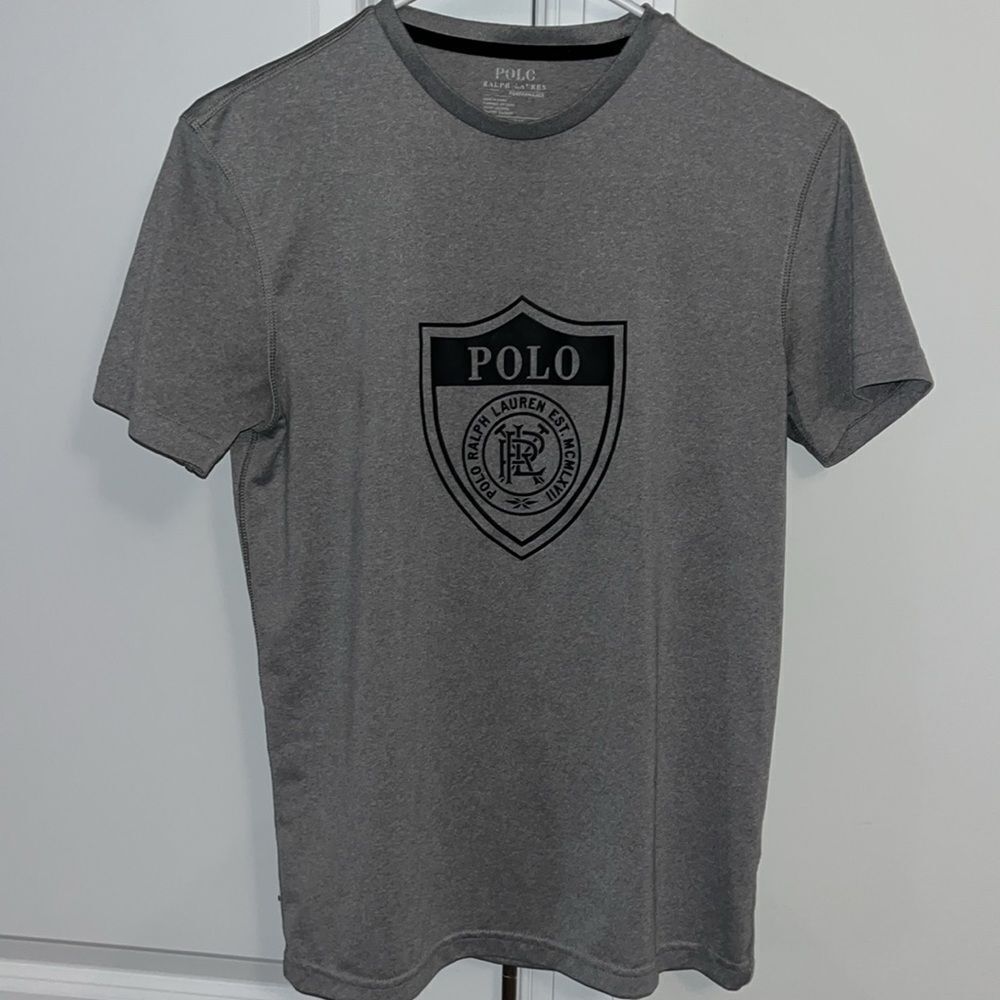 Gray Polo Performance Ralph Lauren Crest Work Out T Shirt XS Mens Team Gym